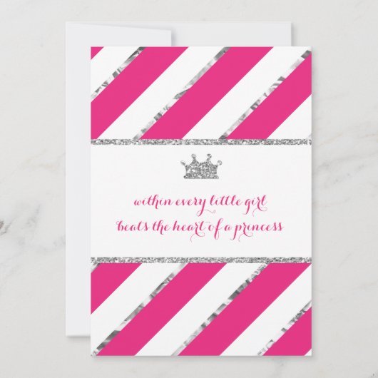 Little Princess Verjaardag Uitnodiging Roze Zilver (Achterkant)