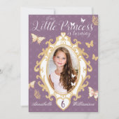 Little Princess Violet & Gold Birthday Invitation Kaart (Voorkant)