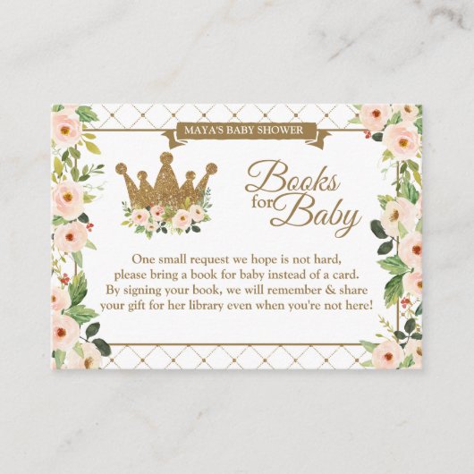 Little Princess White Blush Floral Baby's Library Informatiekaartje (Voorkant)
