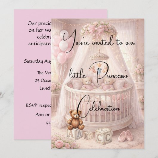Little Princess Wieg Digitale Download Kaart (Voorkant / Achterkant)