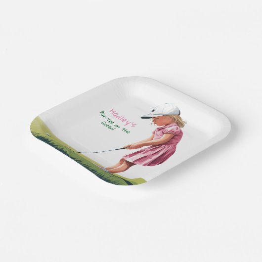 Little Pro in Pink: Verjaardag op het Groen Papieren Bordje (Gebogen)