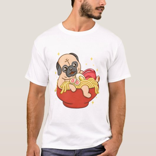 Little Pug and Ramen T-shirt (Voorkant)
