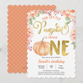 Little Pumkin Girl 1e verjaardag Herfst Bloemen Kaart