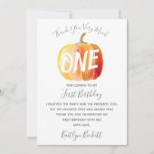 Little Pumpkin 1st Birthday Bedankkaart (Voorkant)