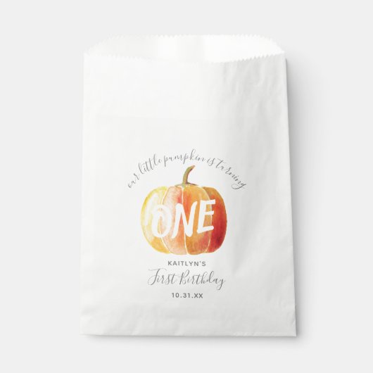Little Pumpkin 1st Birthday Bedankzakje (Voorkant)