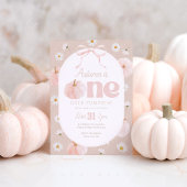 Little Pumpkin 1st Birthday Daisies Neutral Bow Kaart