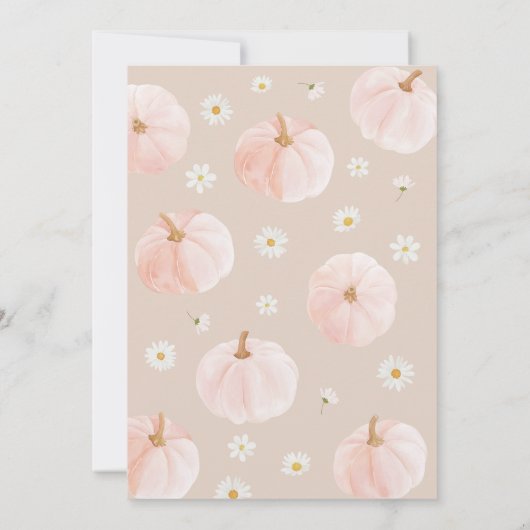 Little Pumpkin 1st Birthday Daisies Neutral Bow Kaart (Achterkant)