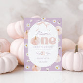 Little Pumpkin 1st Birthday Daisies Paarse boog Kaart