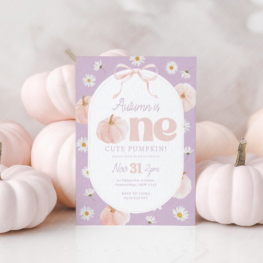 Little Pumpkin 1st Birthday Daisies Paarse boog Kaart