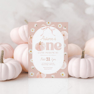 Little Pumpkin 1st Birthday Daisies Pink Bow Kaart