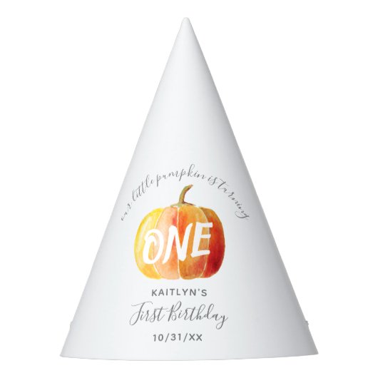 Little Pumpkin 1st Birthday Feesthoedjes (Voorkant)