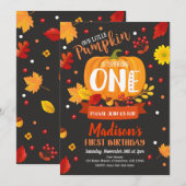 Little Pumpkin 1st Birthday Invitation Kaart (Voorkant / Achterkant)