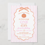 Little Pumpkin 1st Birthday Invitation Kaart (Voorkant)