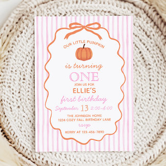 Little Pumpkin 1st Birthday Invitation Kaart