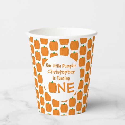 Little Pumpkin 1st Birthday Papieren Bekers (Voorkant)