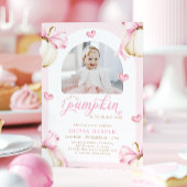 Little Pumpkin 1st Birthday Photo Invitation Kaart