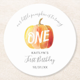 Little Pumpkin 1st Birthday Ronde Kartonnen Onderzetter