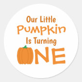 Little Pumpkin 1st Birthday Ronde Sticker (Voorkant)