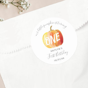 Little Pumpkin 1st Birthday Ronde Sticker