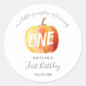 Little Pumpkin 1st Birthday Ronde Sticker (Voorkant)