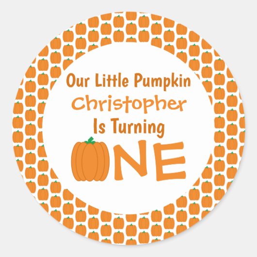 Little Pumpkin 1st Birthday Ronde Sticker (Voorkant)