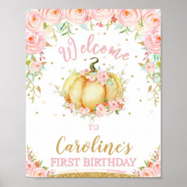 Little Pumpkin 1st Birthday Welcome Poster Sign