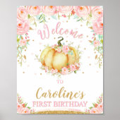 Little Pumpkin 1st Birthday Welcome Poster Sign (Voorkant)