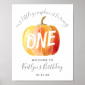 Little Pumpkin 1st Birthday Welcome Sign Poster (Voorkant)