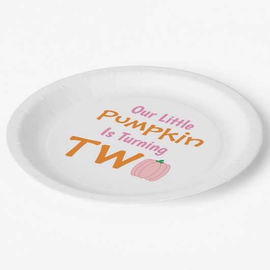 Little Pumpkin 2e verjaardag Papieren Bordje (Gekanteld)