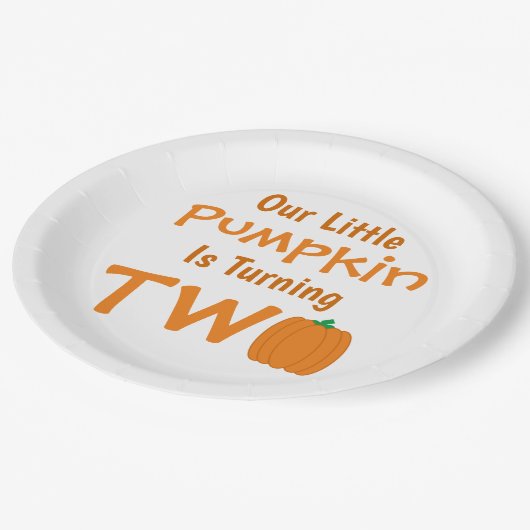 Little Pumpkin 2e verjaardag Papieren Bordje (Gekanteld)