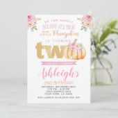 Little Pumpkin 2nd Birthday Invitation Kaart (Staand voorkant)
