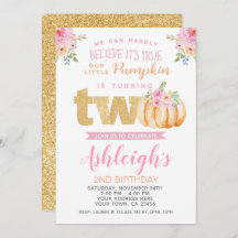 Little Pumpkin 2nd Birthday Invitation