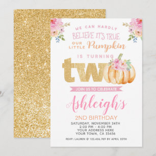 Little Pumpkin 2nd Birthday Invitation Kaart