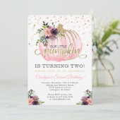 Little Pumpkin 2nd Birthday Invitation Kaart (Staand voorkant)