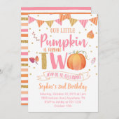 Little Pumpkin 2nd Birthday Invitation Kaart (Voorkant / Achterkant)