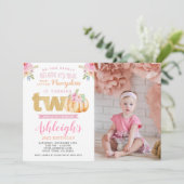Little Pumpkin 2nd Birthday Invitation met foto Kaart (Staand voorkant)