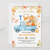 Little Pumpkin 2nd Birthday Party Boy Blue Truck Kaart (Voorkant)