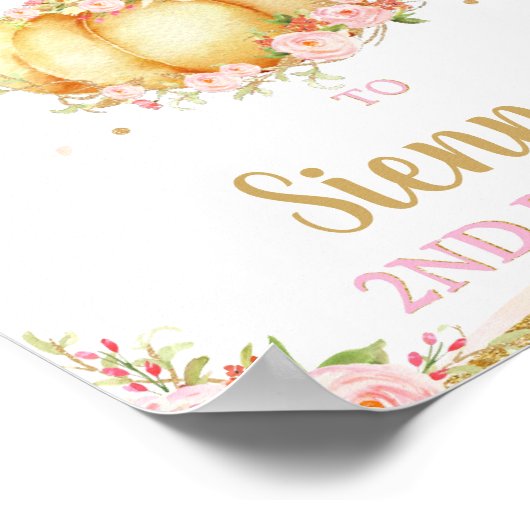 Little Pumpkin 2nd Birthday Welcome Sign Poster (Hoek)