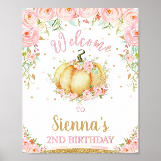 Little Pumpkin 2nd Birthday Welcome Sign Poster (Voorkant)