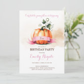 Little Pumpkin 5th Birthday Invitation Girl Kaart (Staand voorkant)