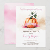 Little Pumpkin 5th Birthday Invitation Girl Kaart (Voorkant / Achterkant)