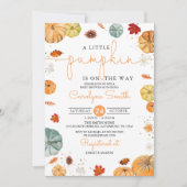 Little Pumpkin Autumn Baby shower Invitation Kaart (Voorkant)