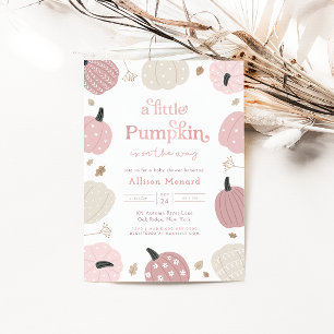 Little Pumpkin Autumn Baby shower Invitation Kaart