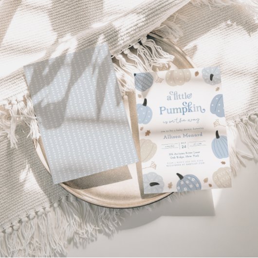 Little Pumpkin Autumn Baby shower Invitation Kaart