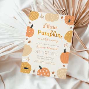Little Pumpkin Autumn Baby shower Invitation Kaart