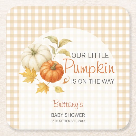 Little Pumpkin Autumn Baby shower Kartonnen Onderzetters (Voorkant)