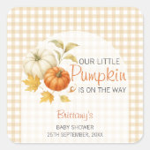 Little Pumpkin Autumn Baby shower Vierkante Sticker (Voorkant)