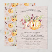 Little Pumpkin Autumn Birthday Party Invitation Kaart (Voorkant / Achterkant)