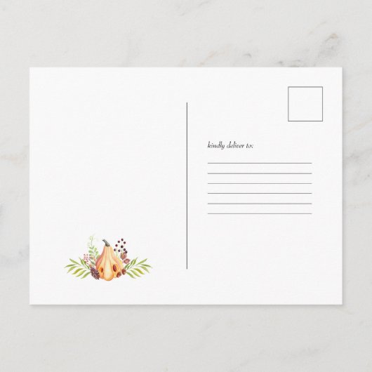 Little Pumpkin Autumn Birthday Party Invitation Uitnodiging Briefkaart (Achterkant)