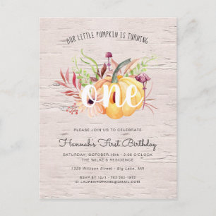 Little Pumpkin Autumn Birthday Party Invitation Uitnodiging Briefkaart